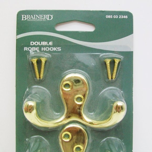 BRAINERD Set of 2 DOUBLE ROBE HOOK Brass Plated LIBERTY HARDWARE New - Picture 2 of 5